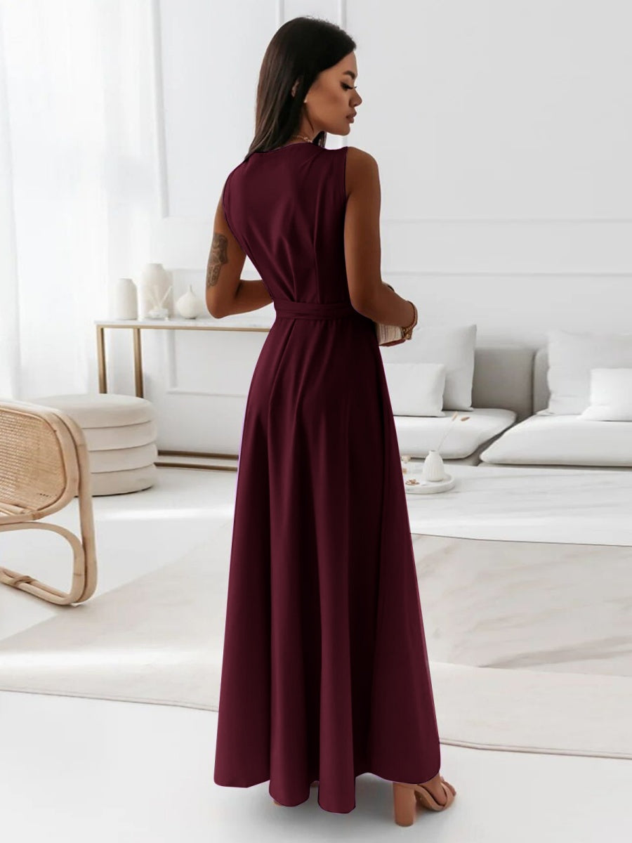 Lace Up V-neck Formal Dress Maxi Dresses