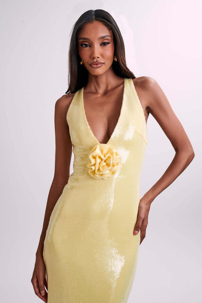 Sexy Cut-Out Halter High Slit Maxi Dress