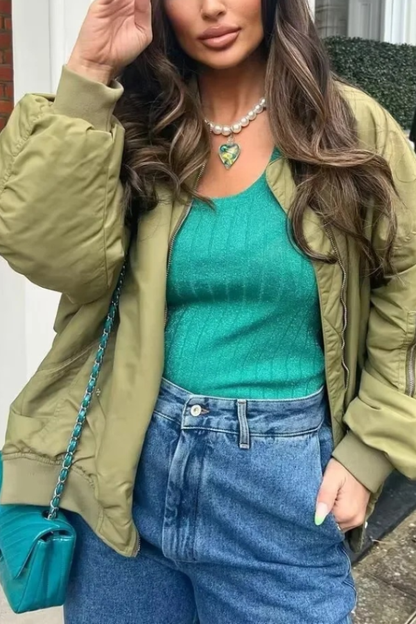 Oversized Bomber Loose Biker Jacket