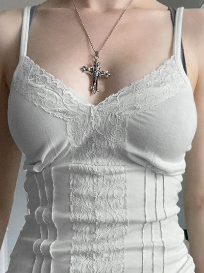 Lace stitching V Neck Cami Top
