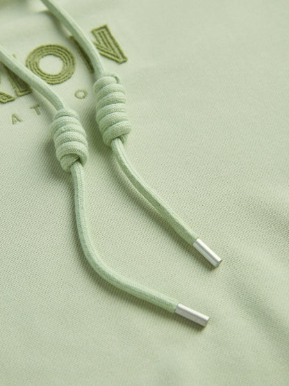 Letter Print Drawstring Eyelet Decor Pocket Oversized Hoodie