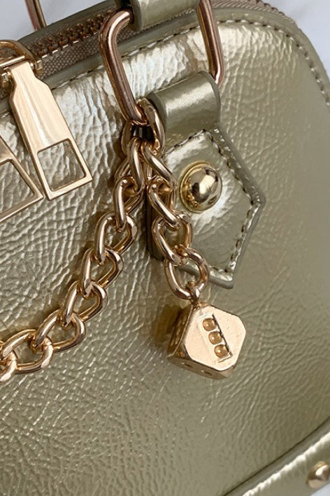 Stylish Metal Charm Sophisticated Top Handle Crossbody Bag