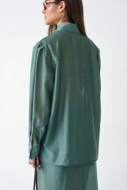 Vintage Collared Tencel Shirt Dress Two Piece Set