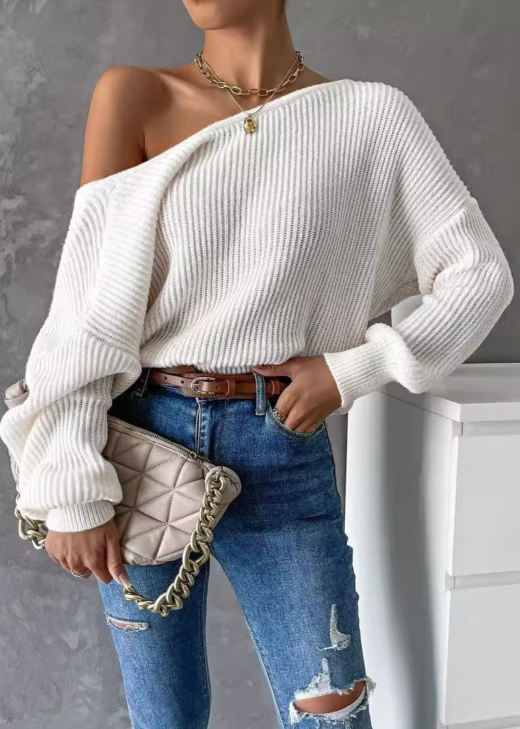 Chic Backless Knitted Sweater - Soft Long Sleeve Design