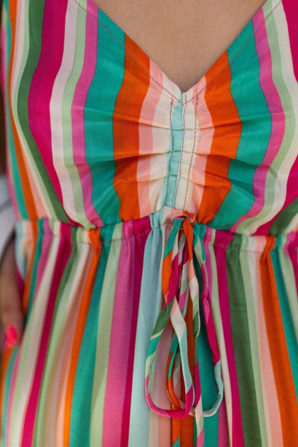 V-neck Bustier Ruffled Suspender Long Dress