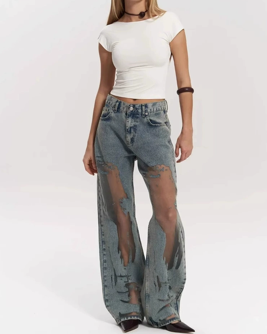 Vintage Hollow Straight Jeans