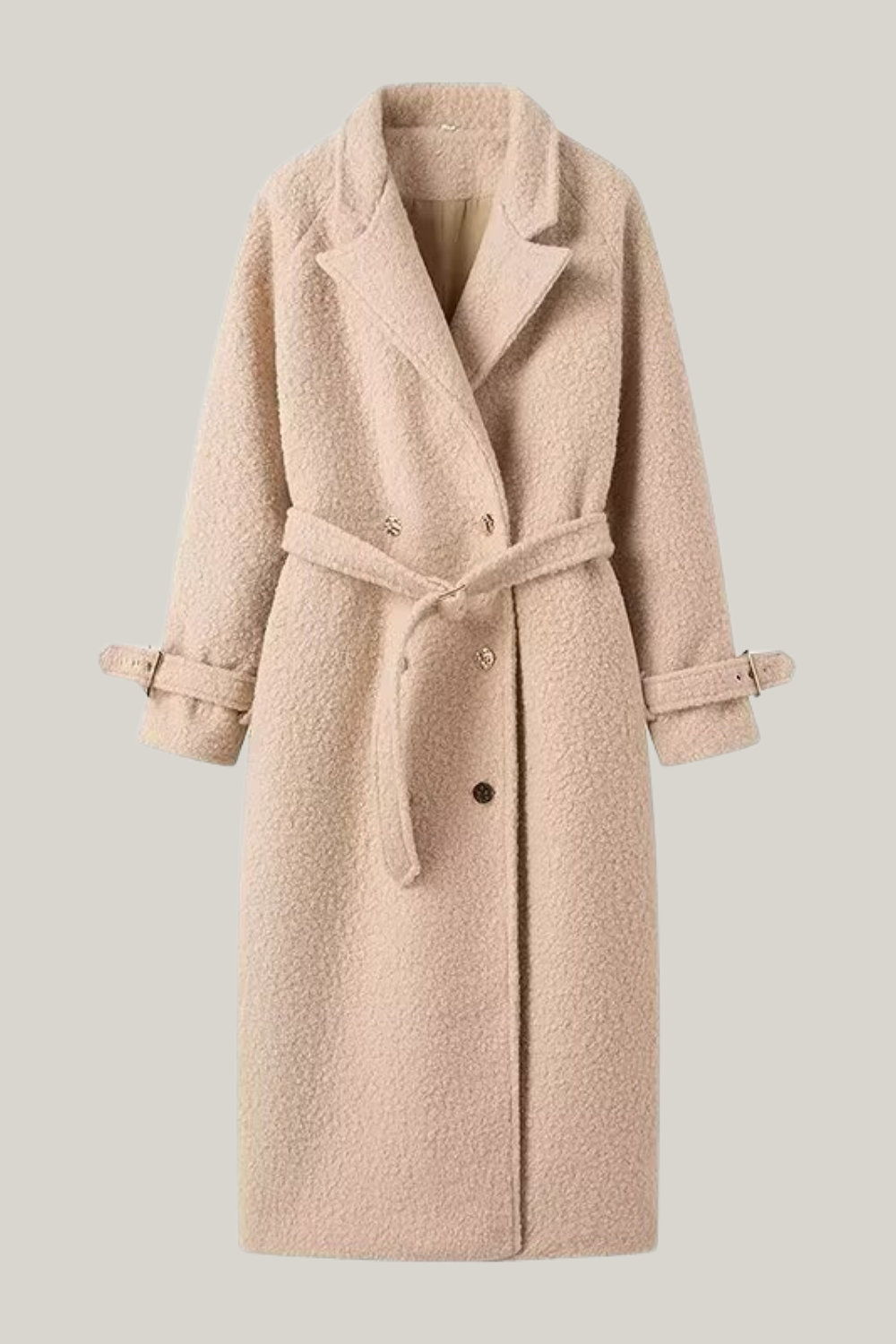 Lapel Long Sleeve Woolen Coat