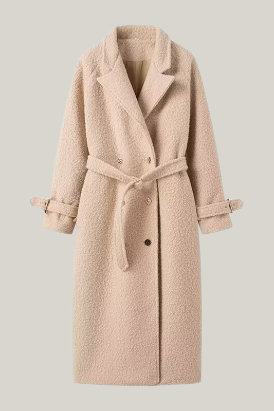 Lapel Long Sleeve Woolen Coat