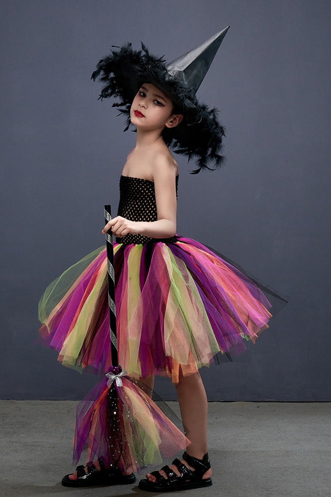 Colorful Witch Tutu Kid Halloween Costume