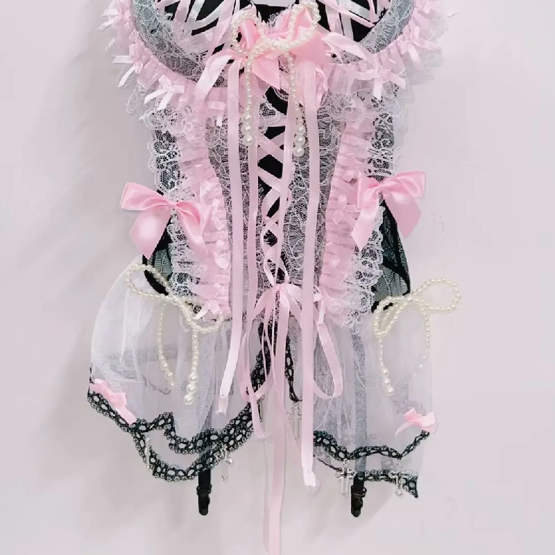 Bowknot ruffle lace hem cami top