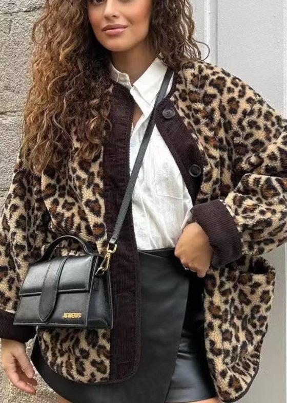 Chic Leopard Print Loose Jacket