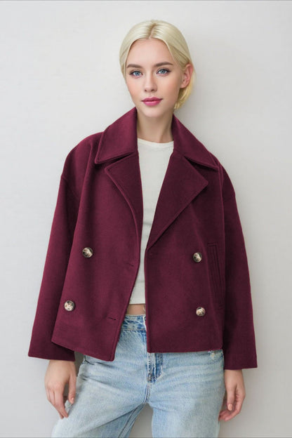 Oversized Lapel Wool Blend Jacket