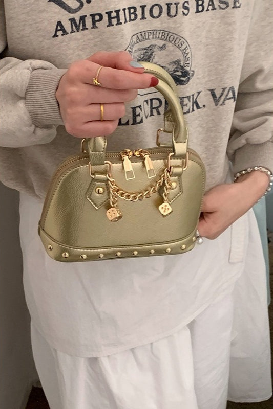 Stylish Metal Charm Sophisticated Top Handle Crossbody Bag