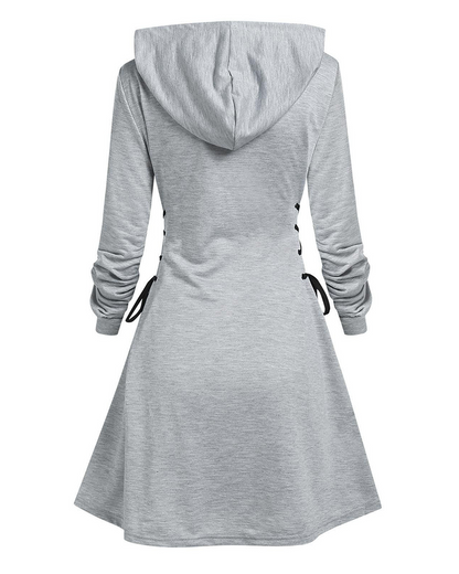 Skinny Waistband Long Hooded Sweatshirt