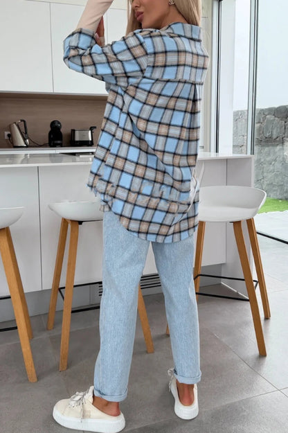 Love of Mine Plaid Print Long Sleeve Oversized Blouse