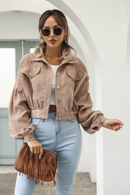 Button Up Corduroy Short Jacket