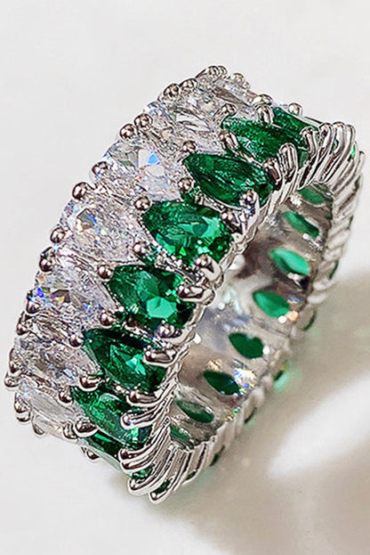 Light Luxury Double Row Drop Zircon Ring