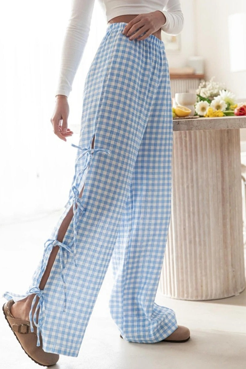 Y2K Plaid Stripe Wide Leg Pant