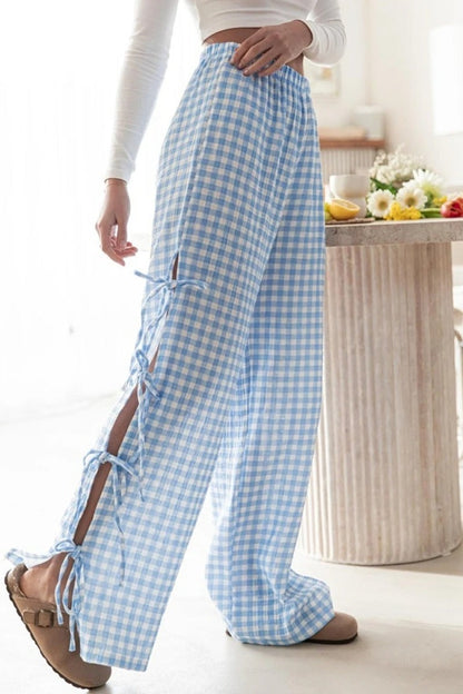 Y2K Plaid Stripe Wide Leg Pant