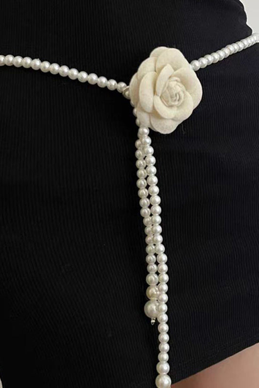 Elegant Camellia Pearl Waist Necklace
