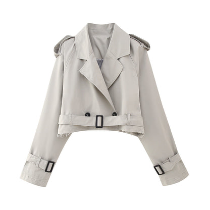 | Women's Short Double-Breasted Trench Coat