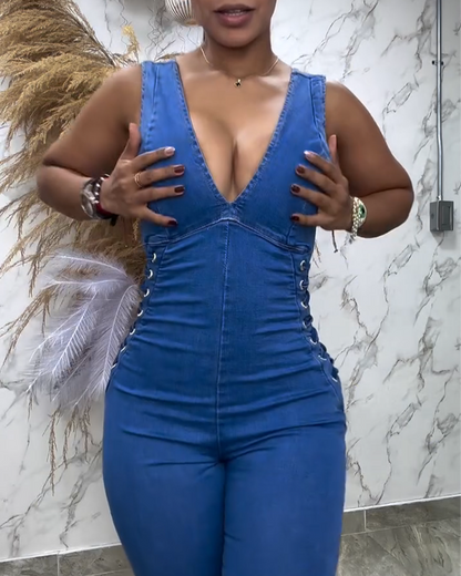 Strappy Slim One-Piece Jeans (Pre-Sale)