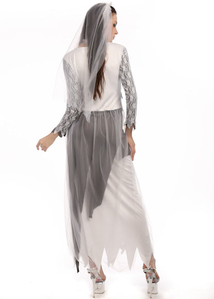 Ghost Bride Costume - Women’s Haunted Wedding Halloween Dress with Veil