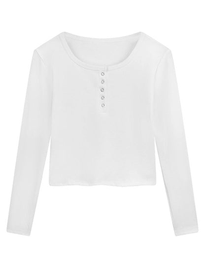 Solid color Long sleeves Tee