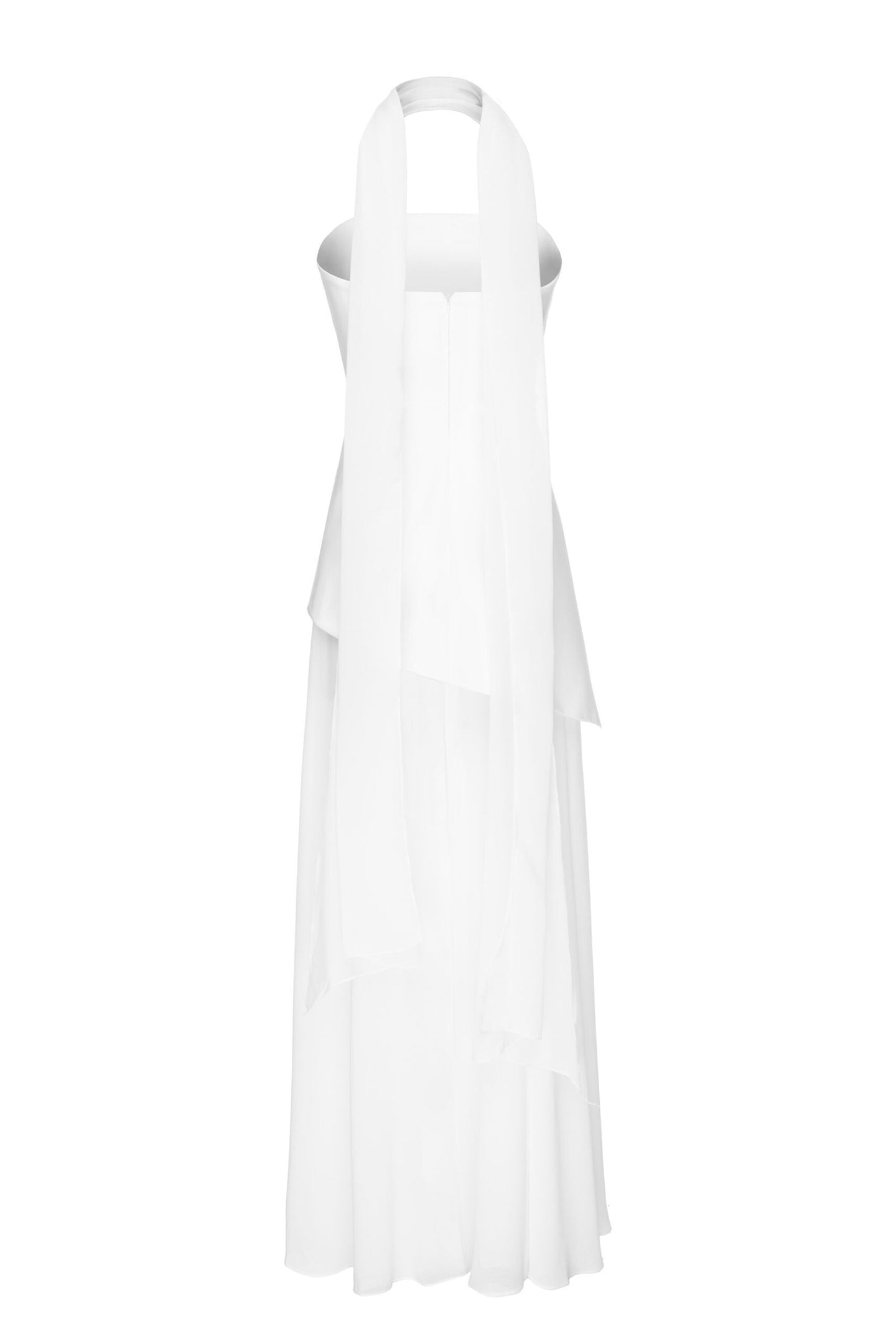 Florence Asymmetrical Chiffon Maxi Dress with Scarf