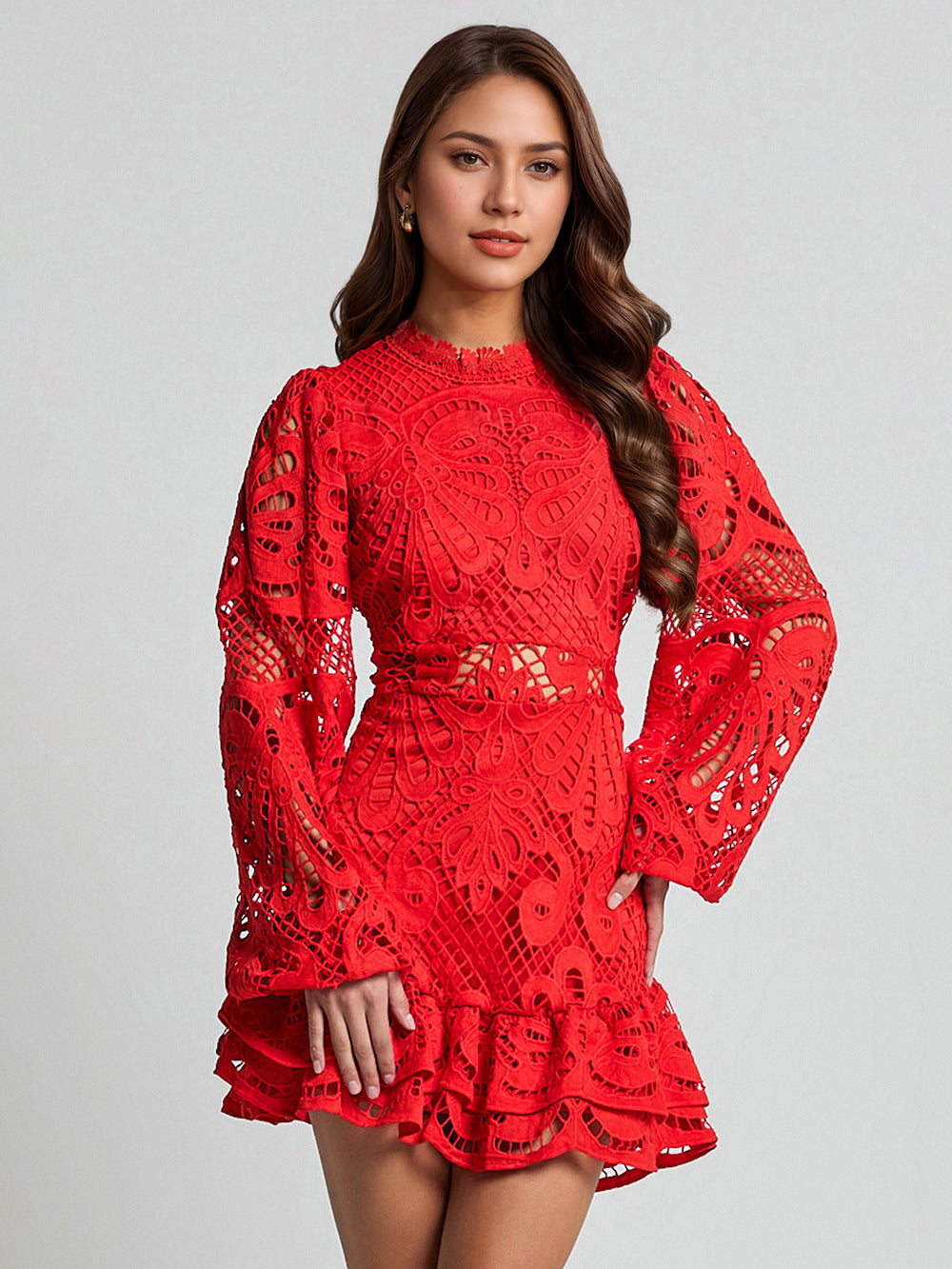 Puff Sleeve Lace Dress Birthday Party A-line Mini Dress For Women 2026