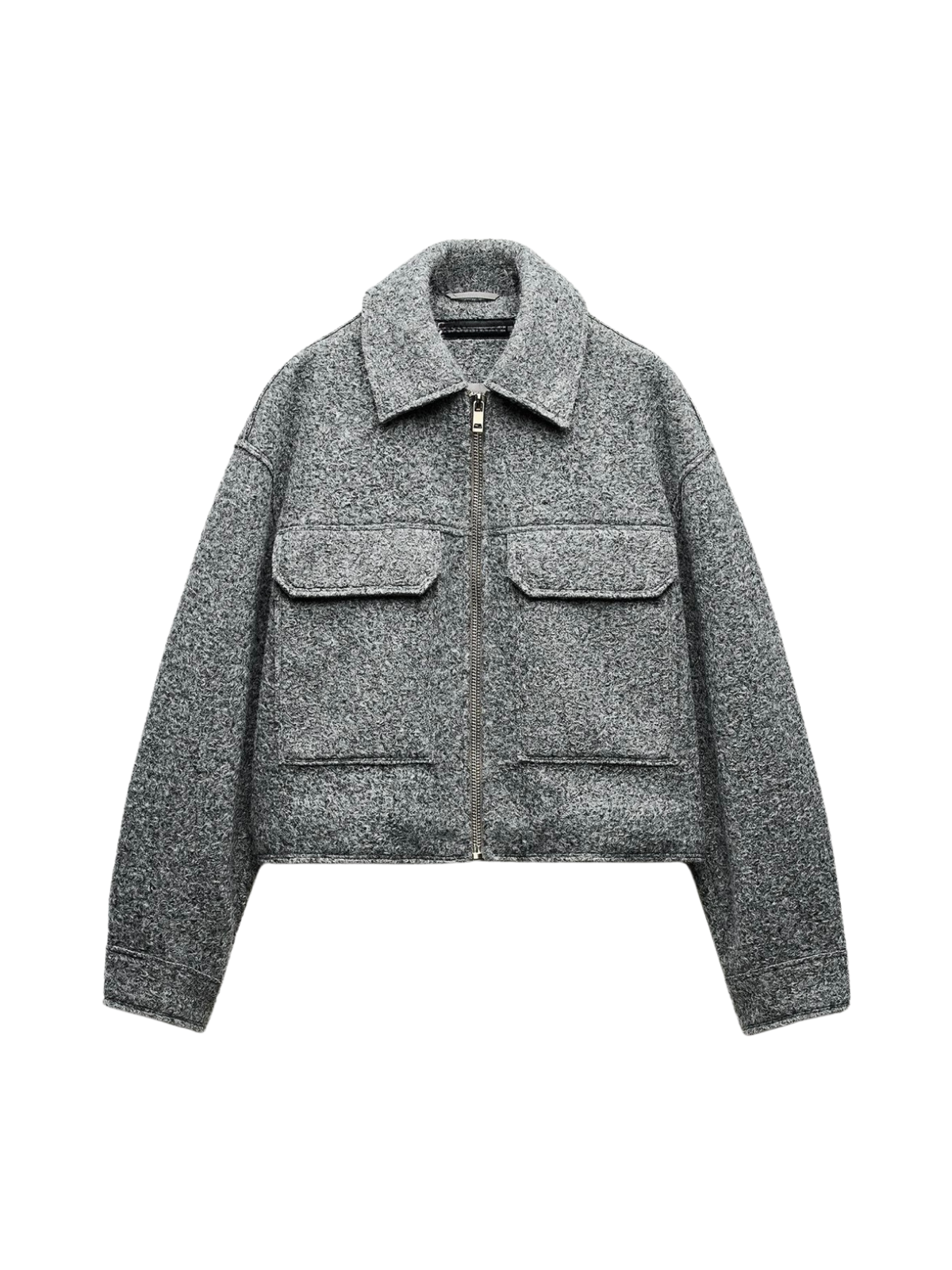 Casual Style Bouclé Grey Jacket