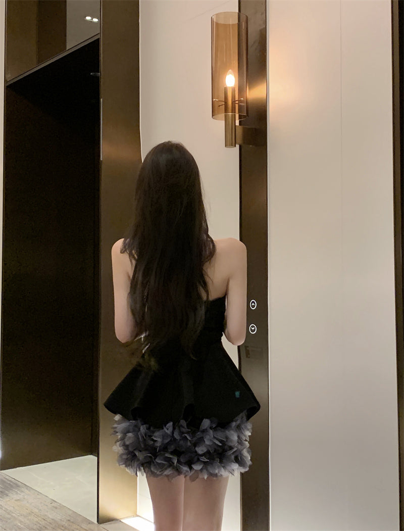 3D Floral Strapless Dress Chic & Elegant Party Night Outfit