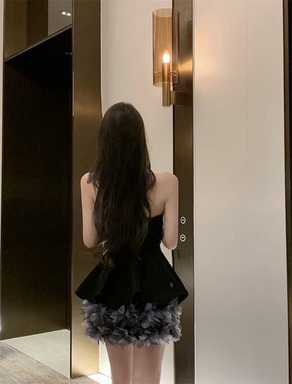 3D Floral Strapless Dress Chic & Elegant Party Night Outfit