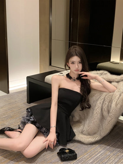 3D Floral Strapless Dress Chic & Elegant Party Night Outfit