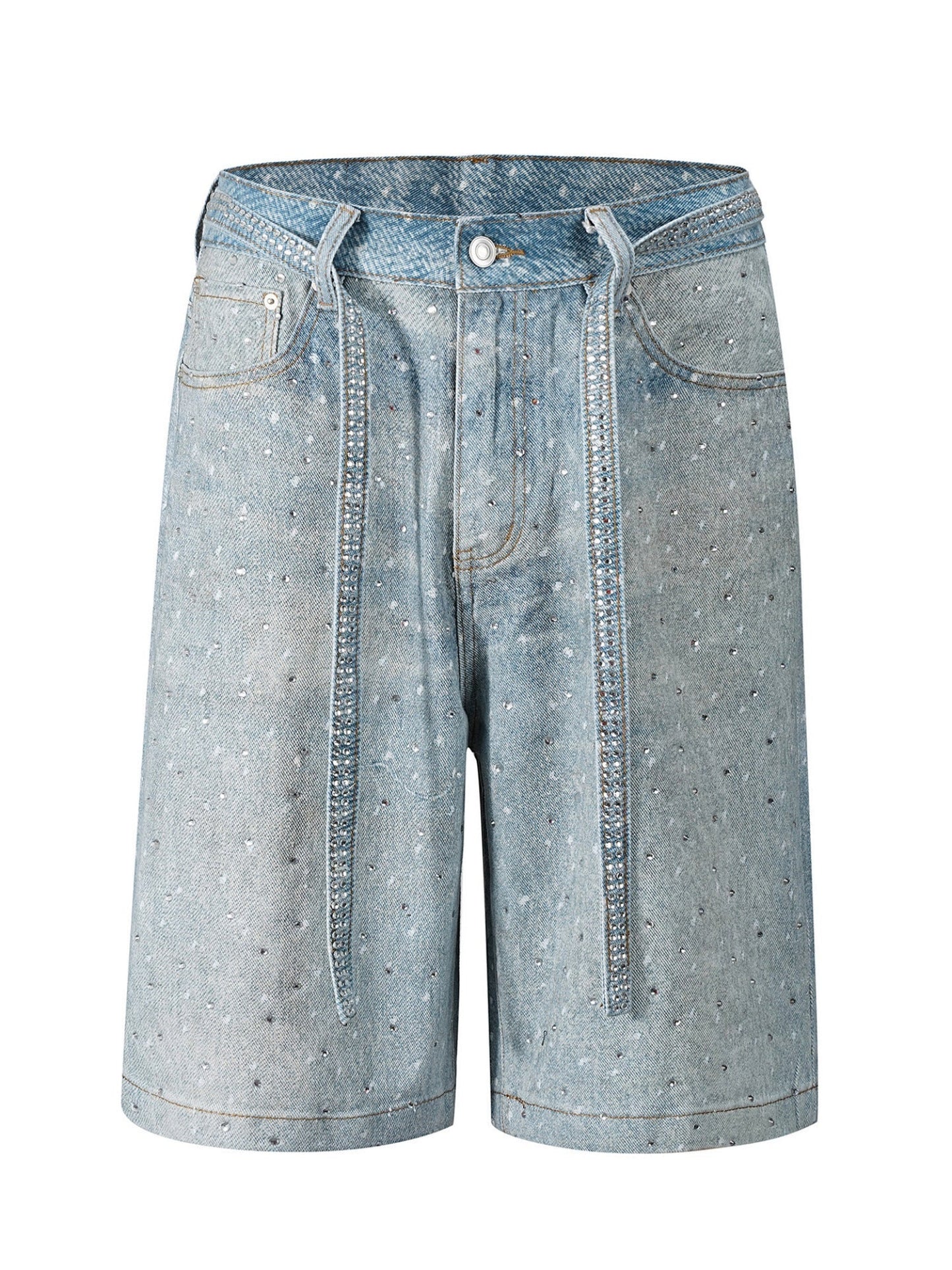 Y2K Diamond Includes Belt Loose-fitting Five-quarter Pants Jeans