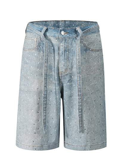 Y2K Diamond Includes Belt Loose-fitting Five-quarter Pants Jeans