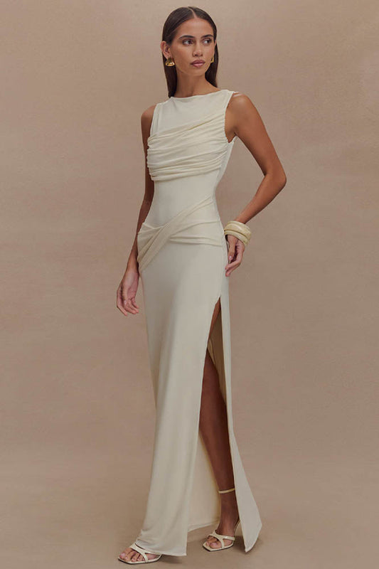 Serene Trace Backless Midi Dress