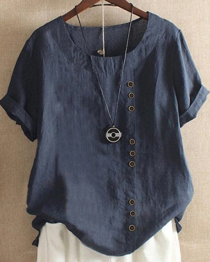 | Women’s Casual Blouse in Summer Fabric with Button Detail