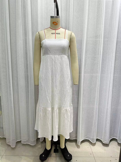 Jacquard Backless Tube Top Strap Dress