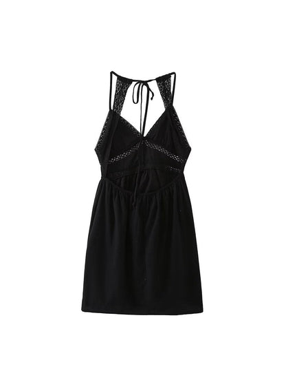 V Neck Embroidered Lace A Line Dress