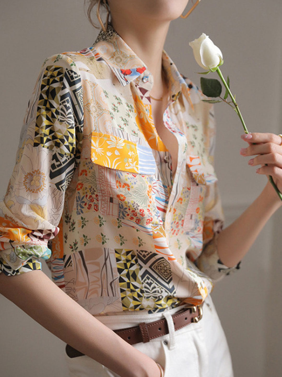 Aaliyah Loose Lapel Printed Shirt