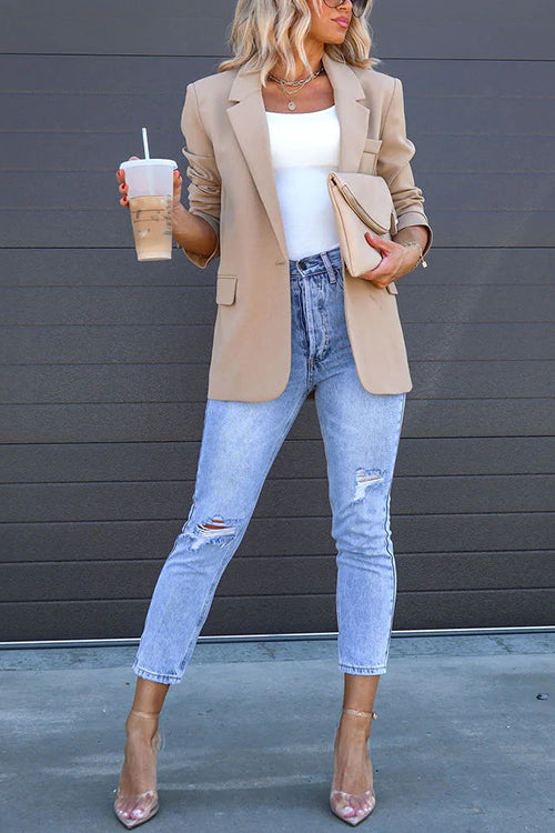 High Rise Distressed Ripped Skinny Jeans