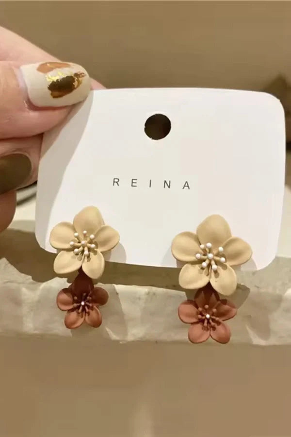 Flower Dual Tone Earrings