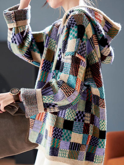 Sarah Loose Pullover Plaid Knitted Sweater