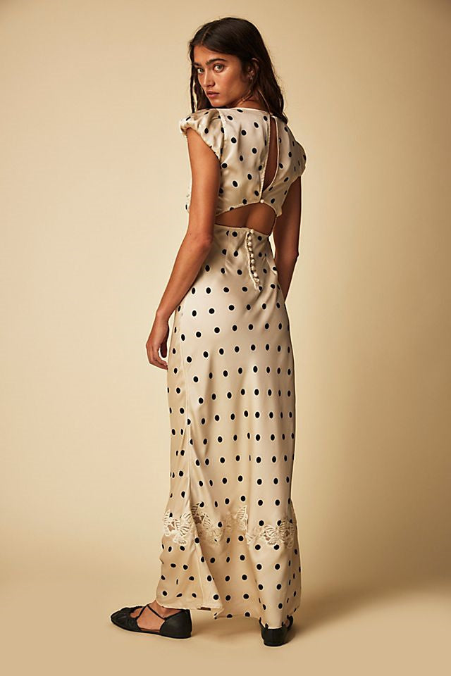Edwina Butterfly Polka Dots Maxi Dress