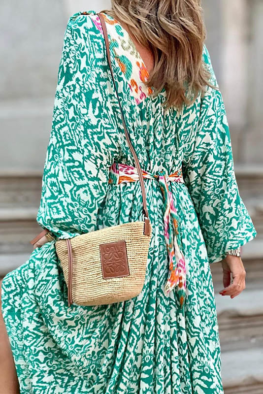 Summer V-Neck Floral Midi Dress