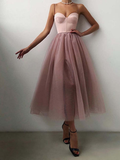 Camisoles Mesh Rhinestone Inlay Midi Dresses