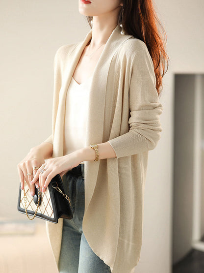 Aaliyah Loose Solid Color Knitted Shawl Sweater
