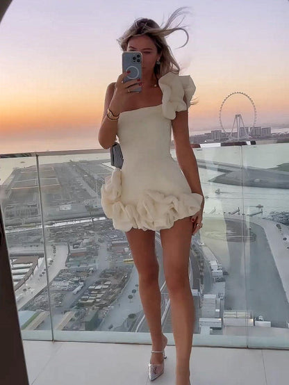 Bud Waist One Shoulder Dress