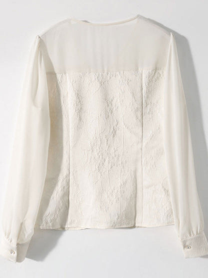 Sophie Chic V-Neck Mesh Embroidered Top